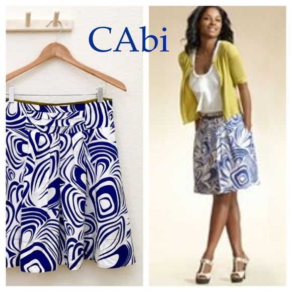 CAbi Swirl Graphic Print Lombard Skirt Style #470 - Picture 2 of 7
